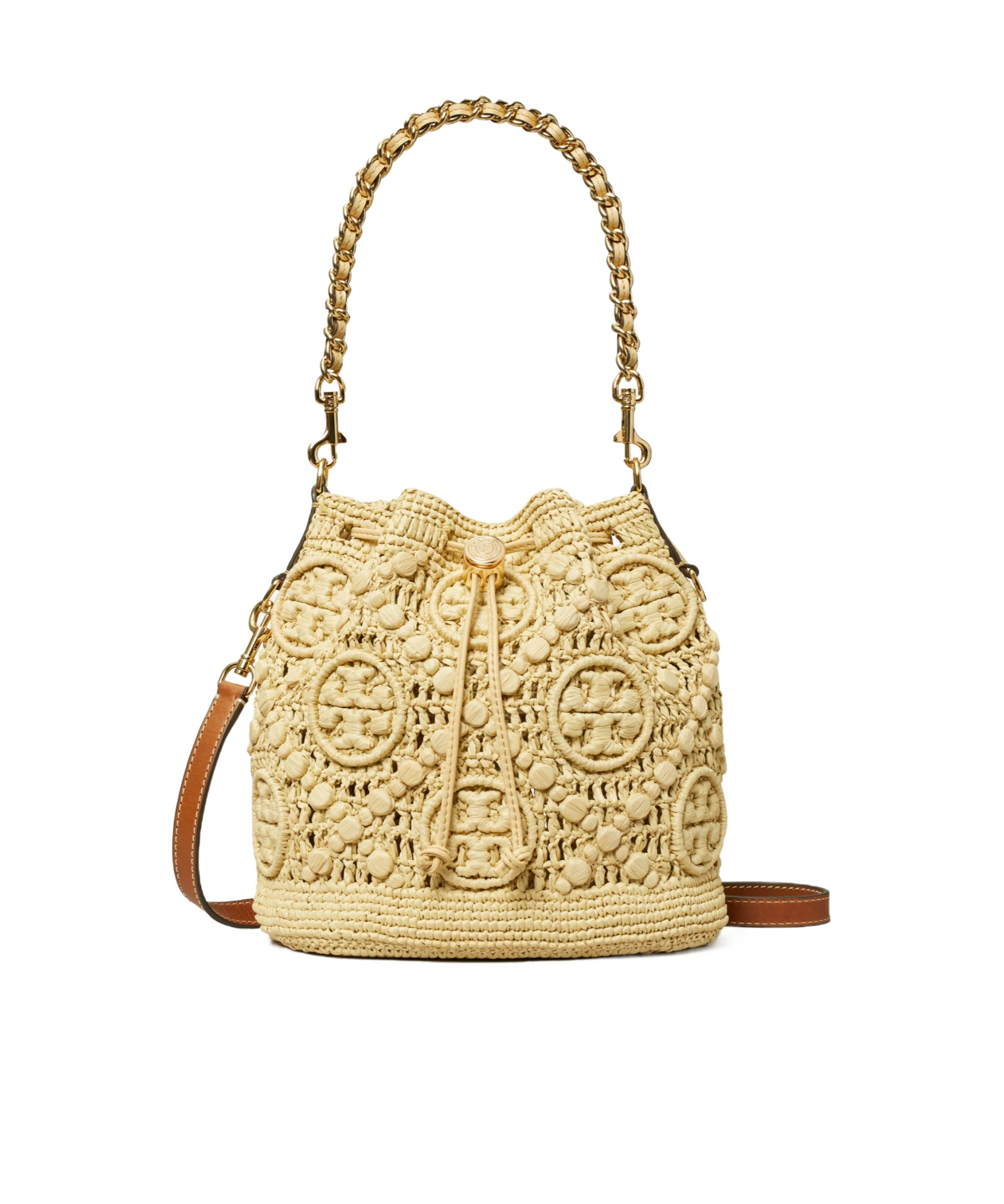 Tory Burch T Monogram Raffia Bucket Bag