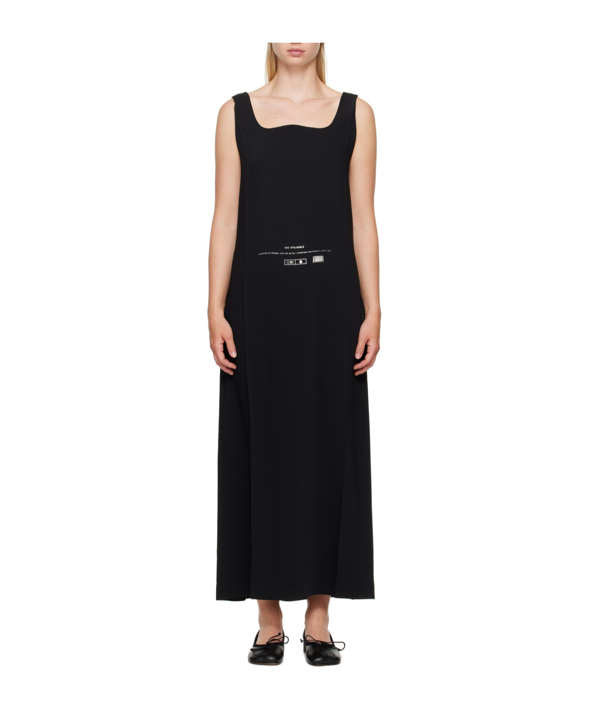 Mm6 Maison Margiela Sac Utilisable-print Maxi Dress In Black