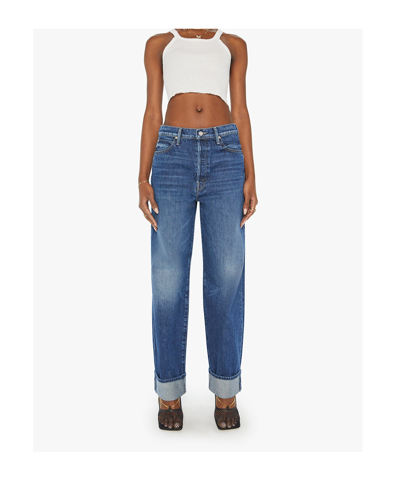 Mother The Tomcat Roller Sneak Jeans In Blue