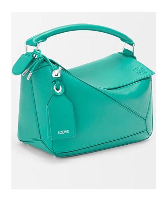 Loewe Small Featherlight Puzzle Bag In Nappa Lambskin In Green