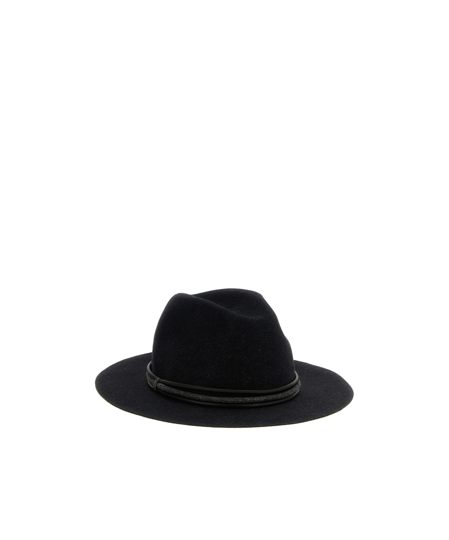 Brunello Cucinelli Leather Hat Featuring Jewel Embellishment In Black