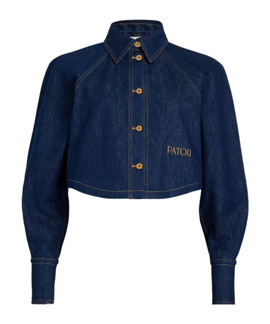 Patou Organic-cotton Denim Cropped Shirt In Blue