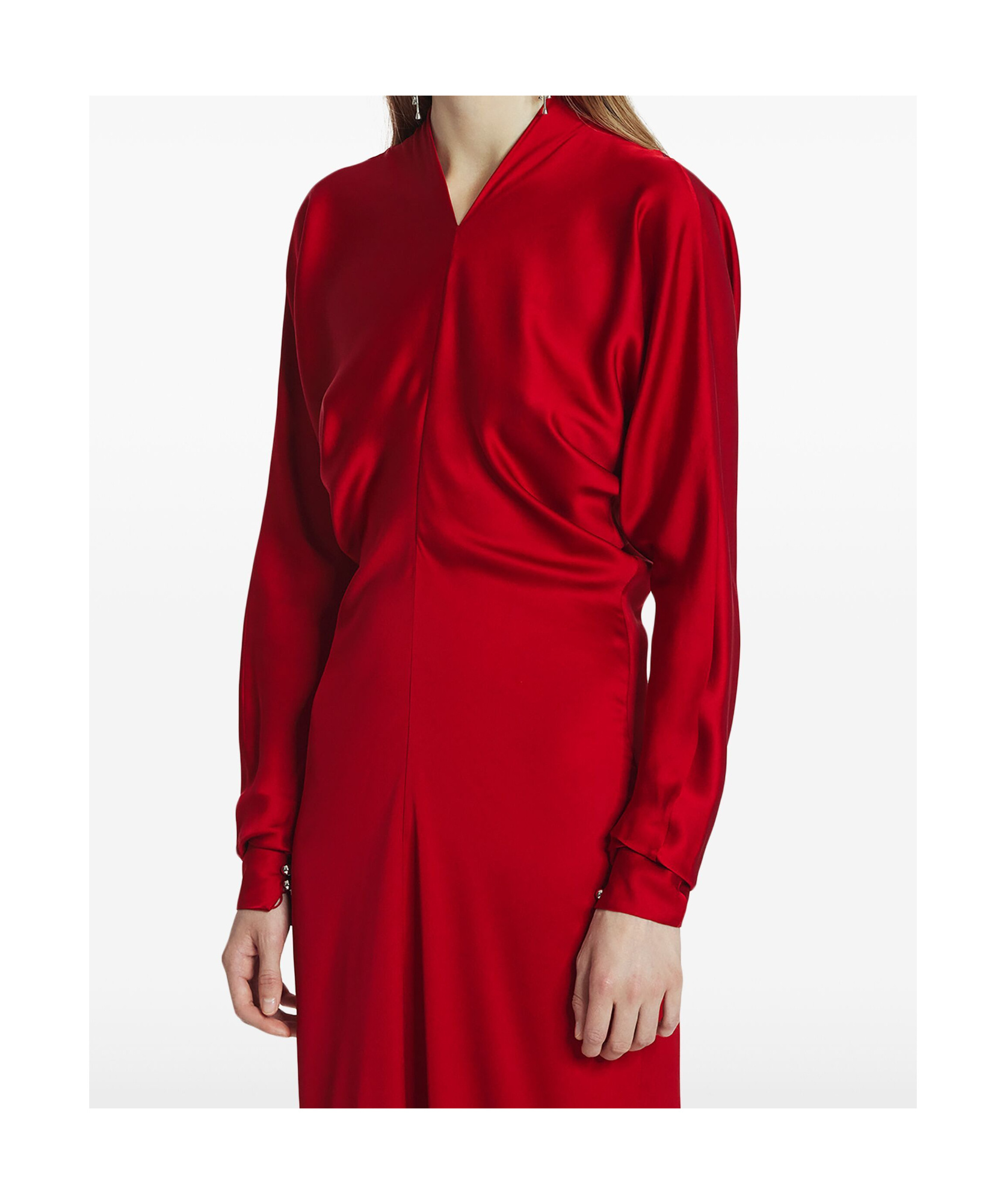 Lanvin Draped V-neck Dress In Red