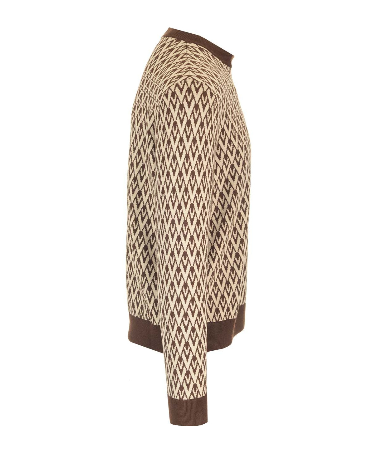 Valentino Monogrammed-intarsia Wool Jumper In Nude