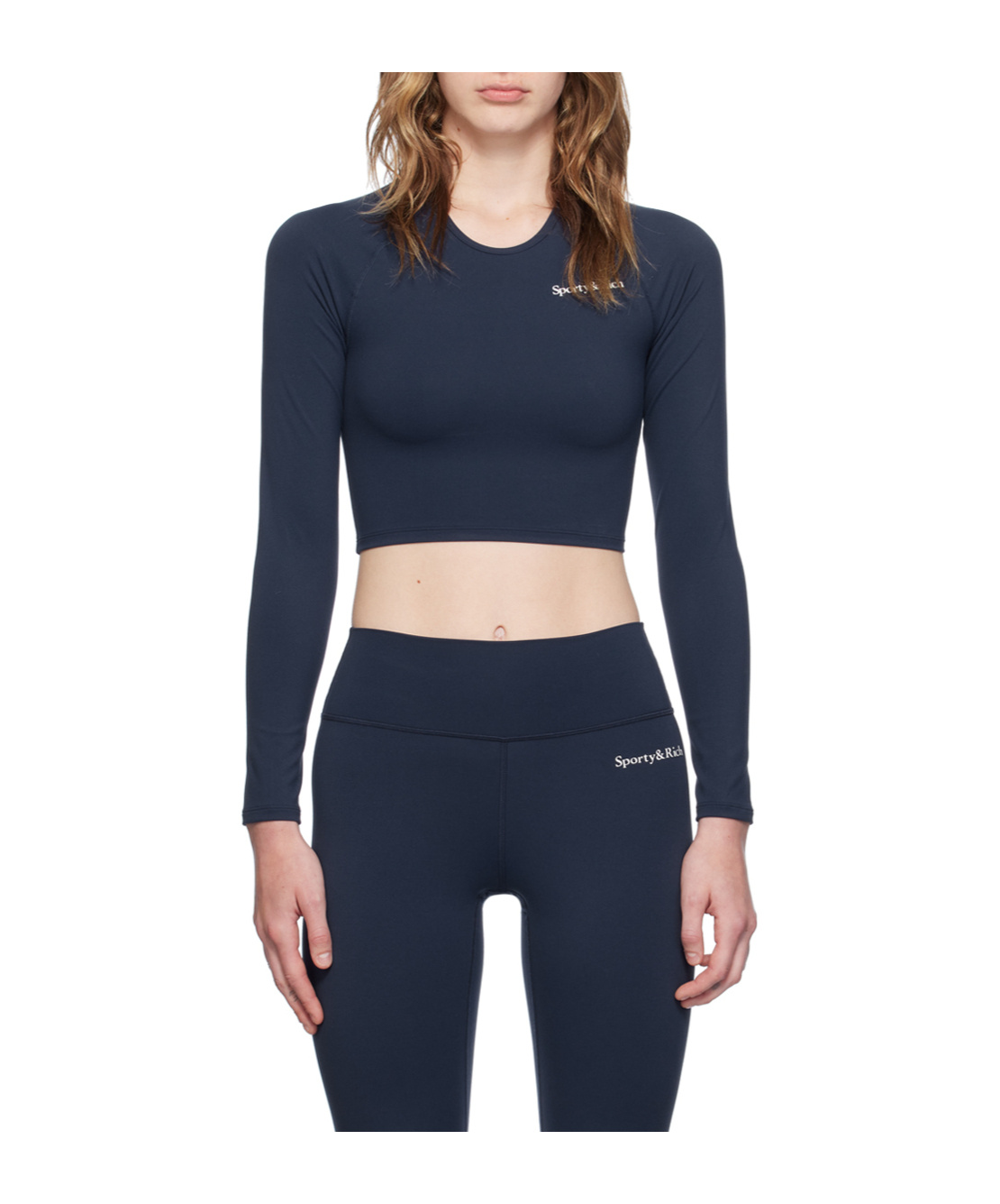 Sporty And Rich Logo-print Long-sleeve T-shirt In Blue