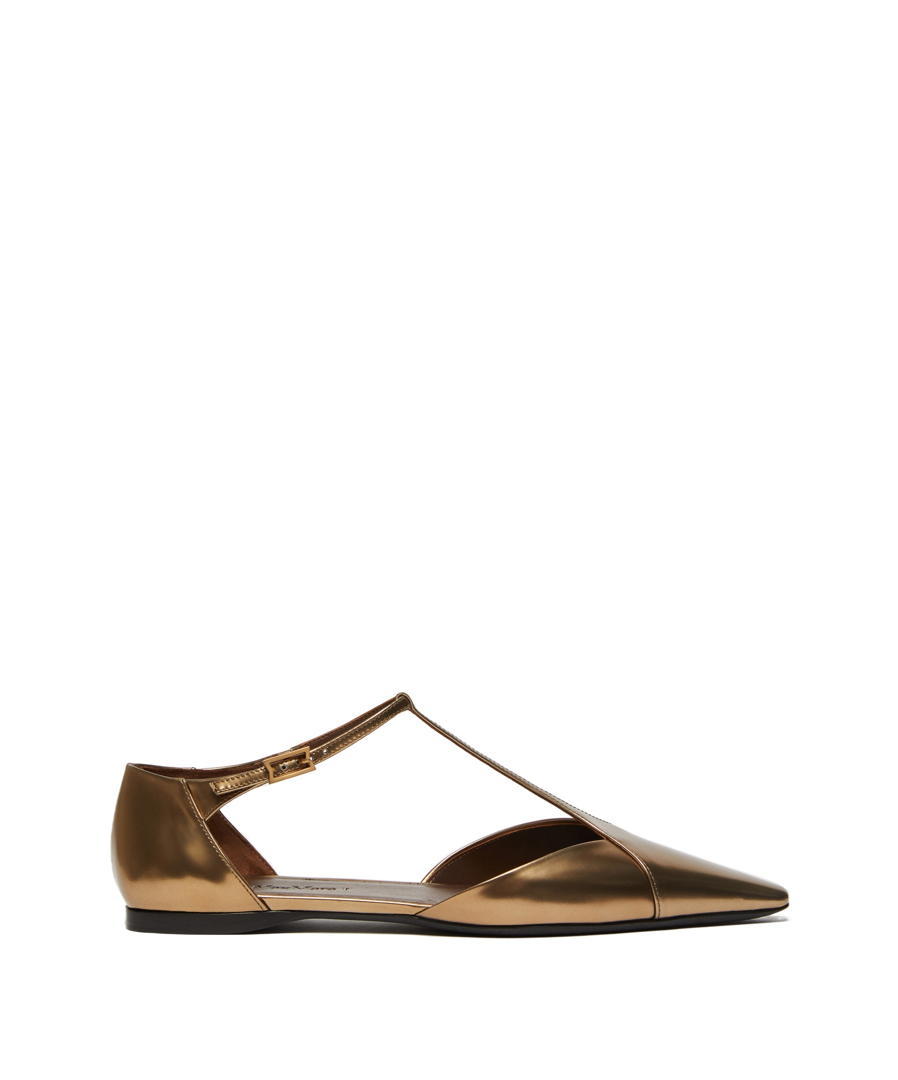Max Mara Metallic Pointed-toe Ballet Flats In Black
