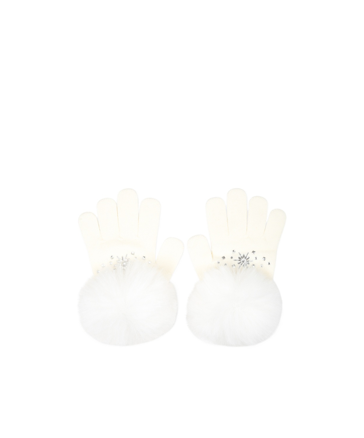 Monnalisa Pompom-embellished Gloves In White