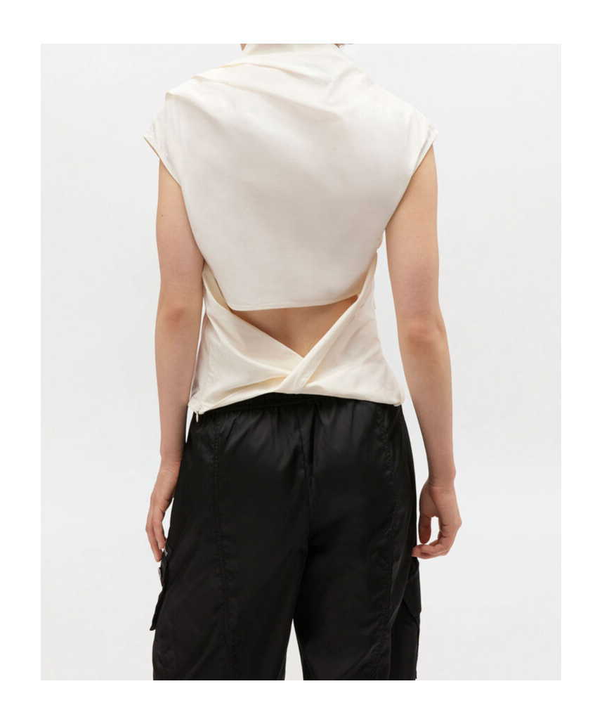 Ganni Draped Cowl-neck Top In Multi