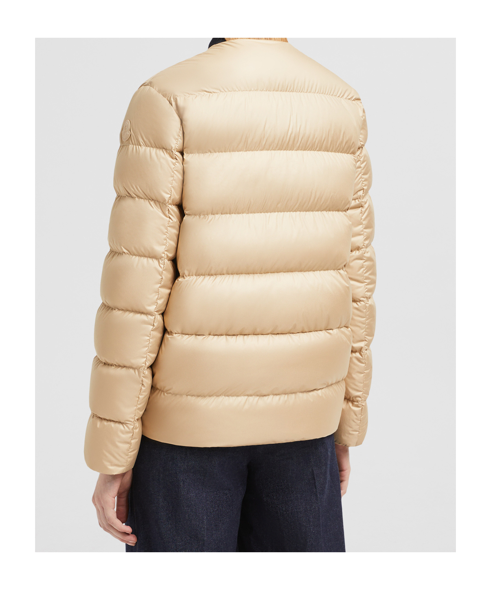 Shop Moncler Gerbe Short Down Jacket In Nude