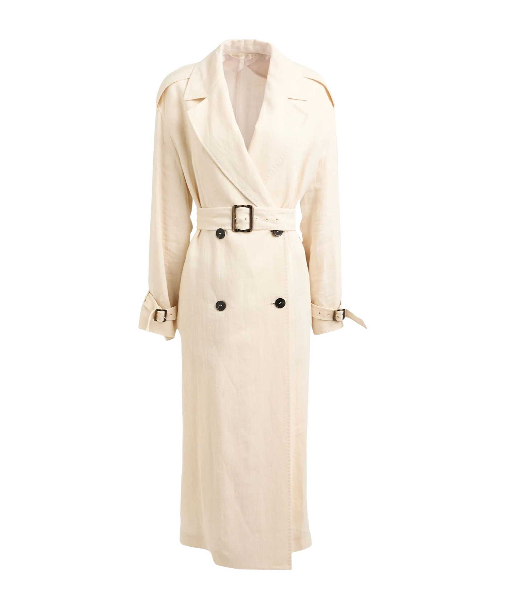 Max Mara Linen Trench Coat In Nude
