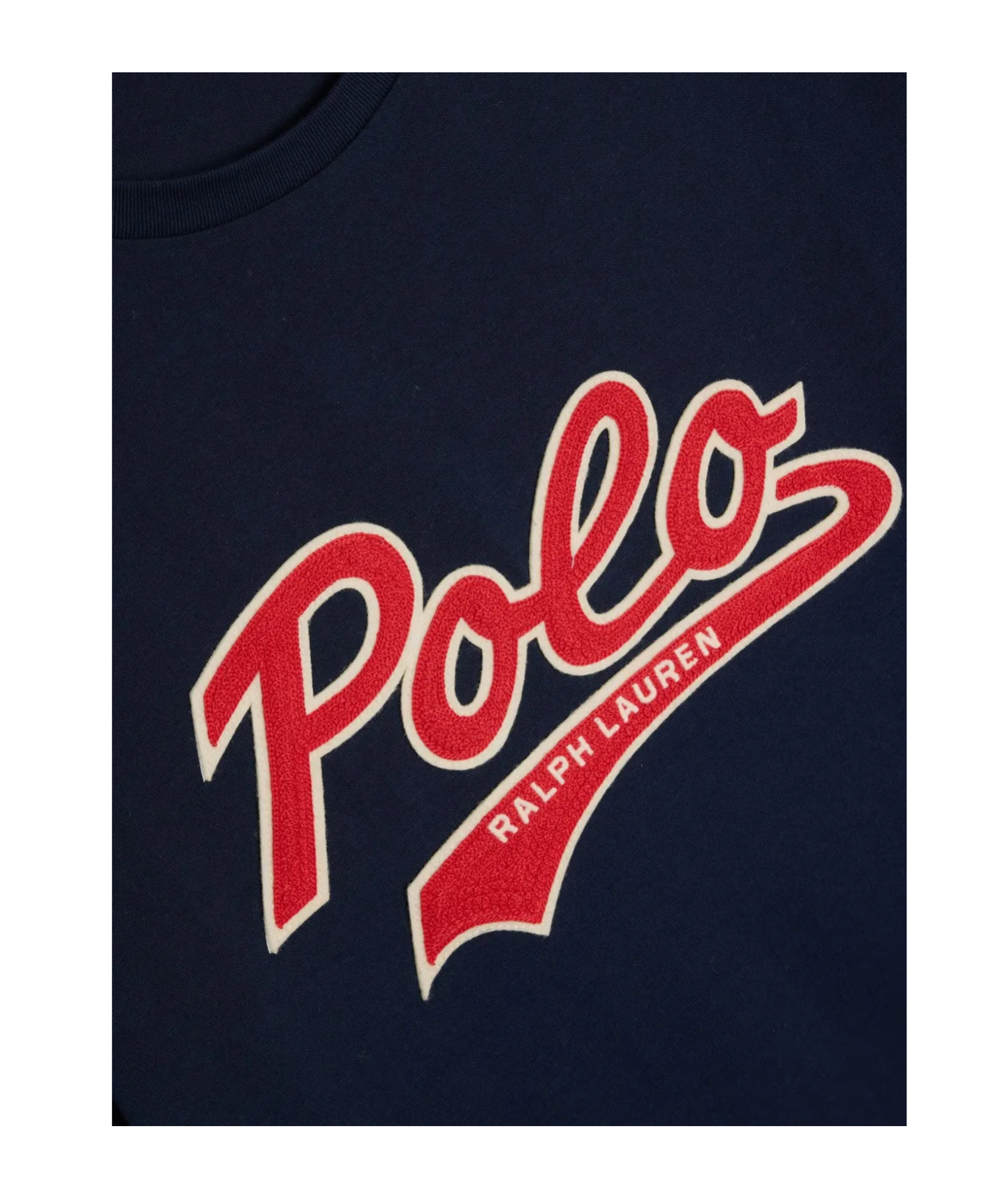 Polo Ralph Lauren Blue Crewneck T-shirt With Logo Print On The Front In Black