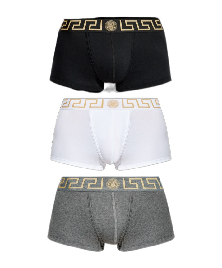 Versace Set Of Three Cotton Boxers In Black