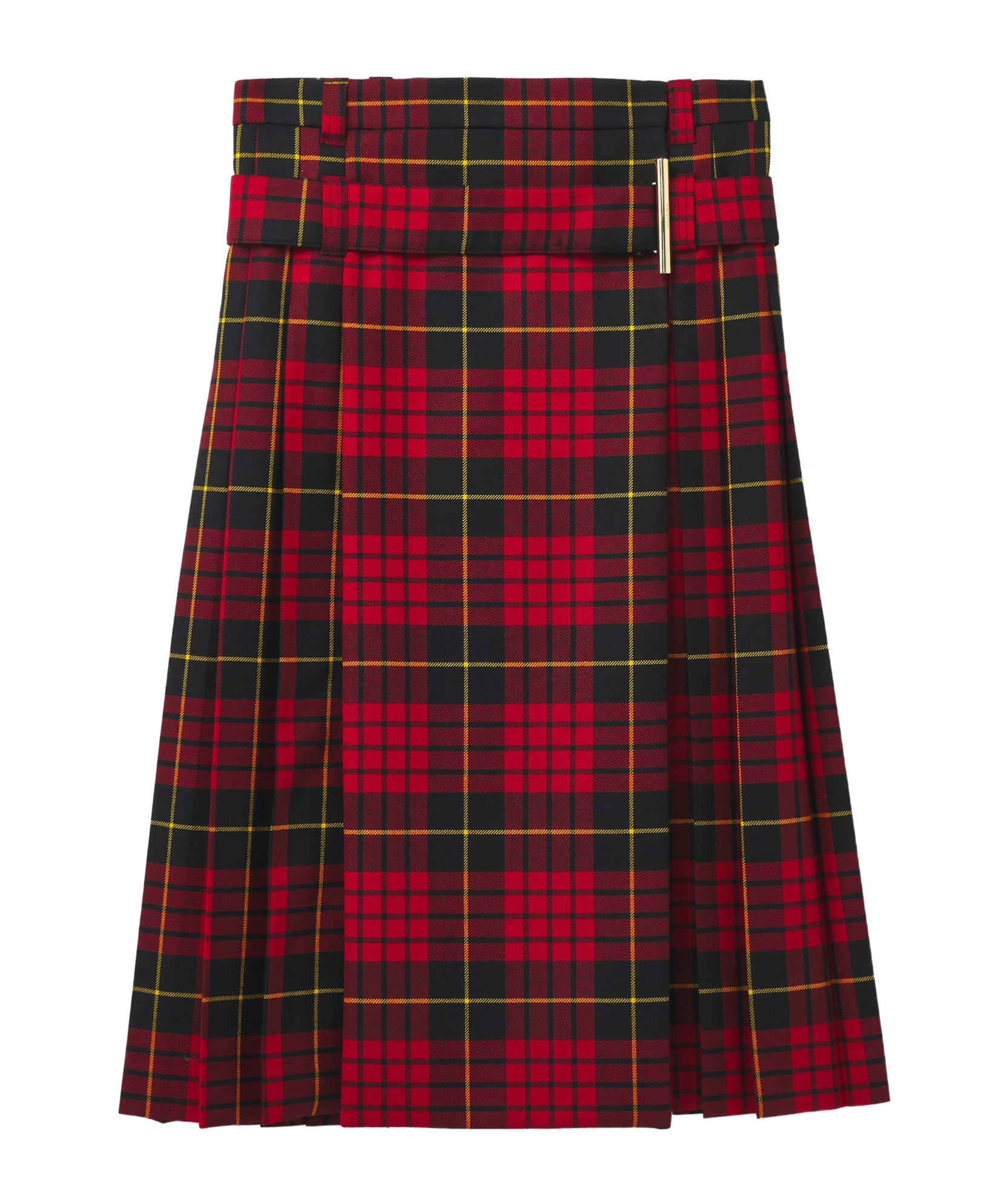 Alexander Mcqueen Pleated Plaid Mid-length Skirt In Black