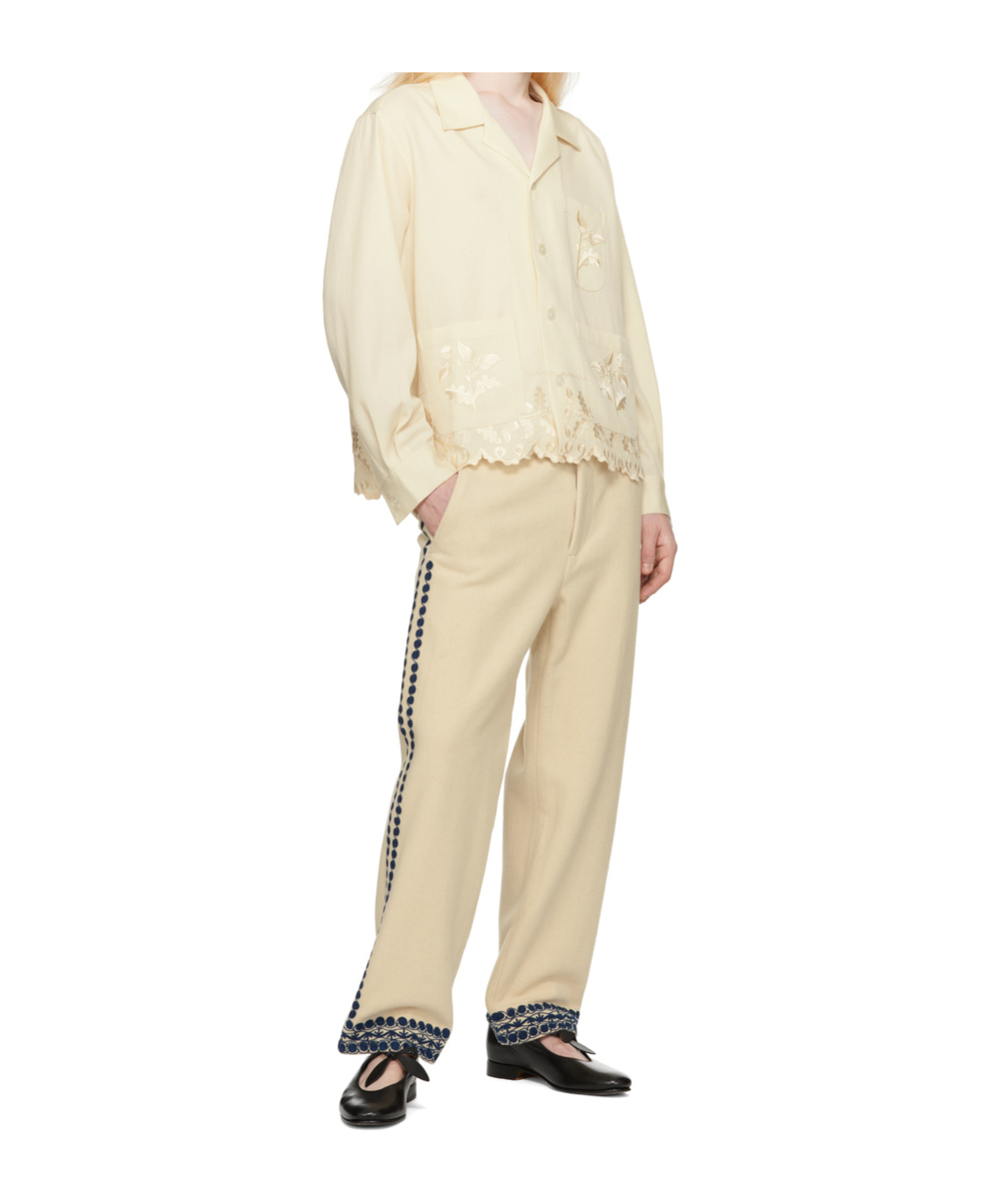 Bode Off-white Scalloped Acorn Shirt In White
