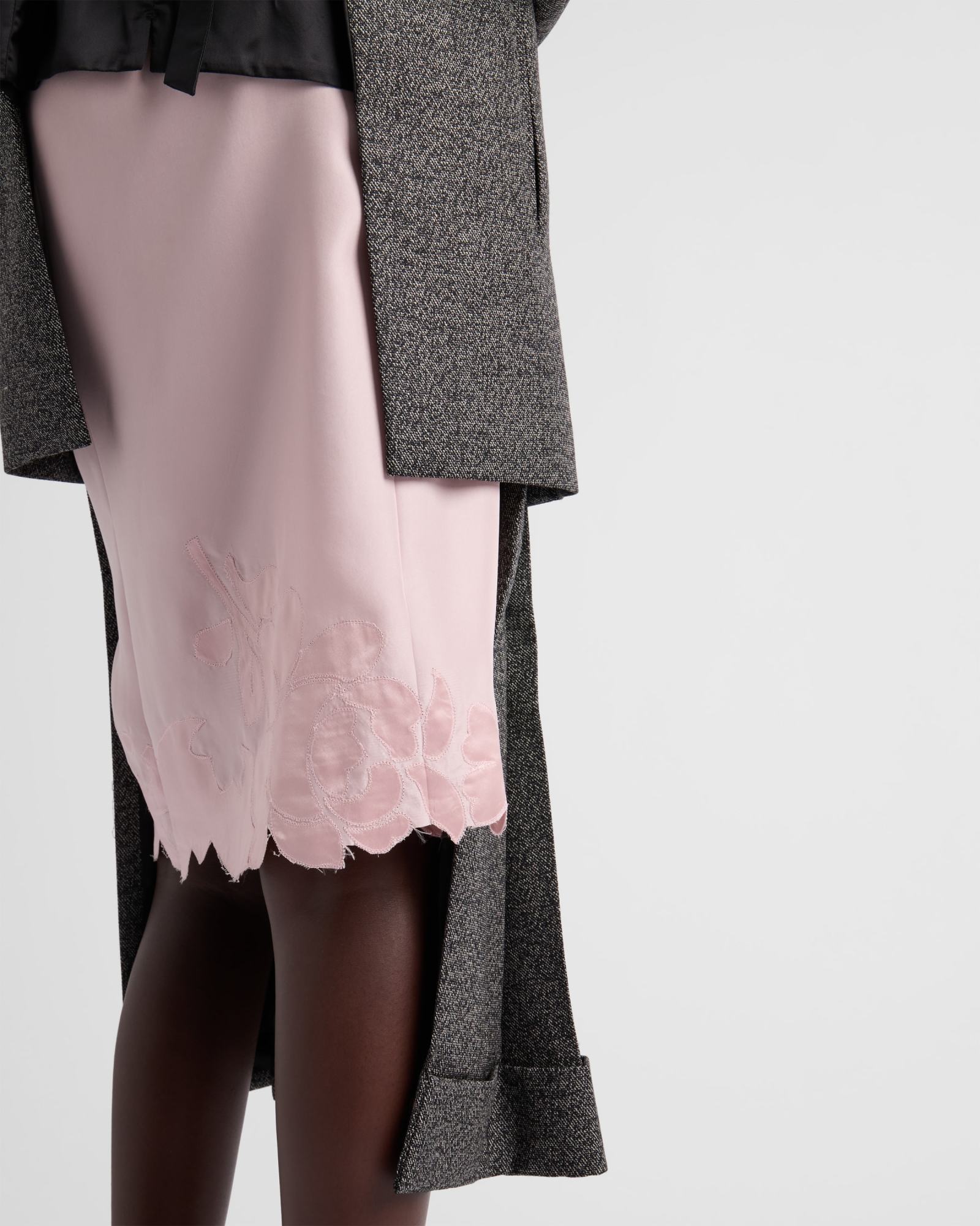 Shop Prada Mouliné Wool Midi-skirt In Black