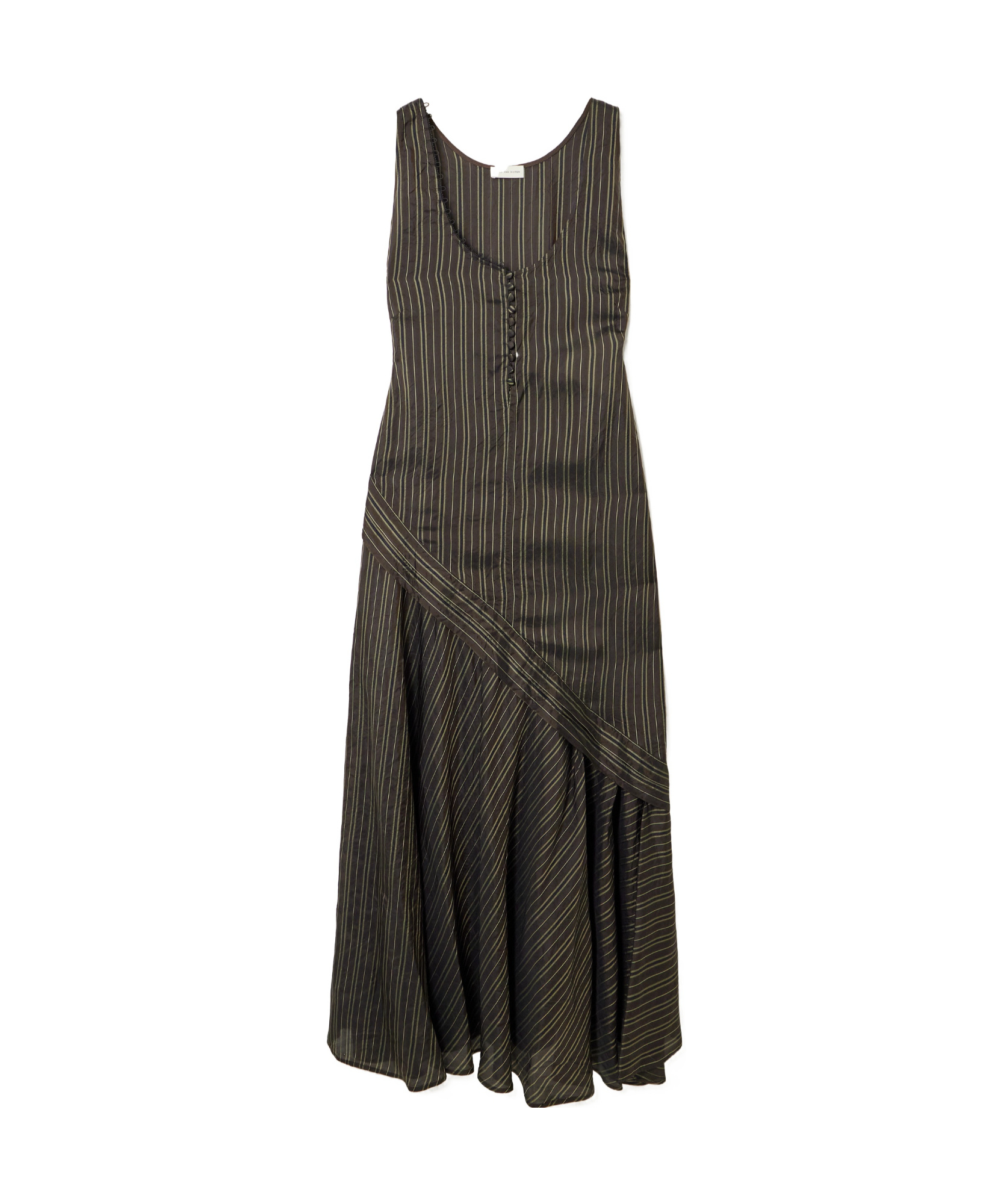 Dries Van Noten Striped Midi Dress In Black