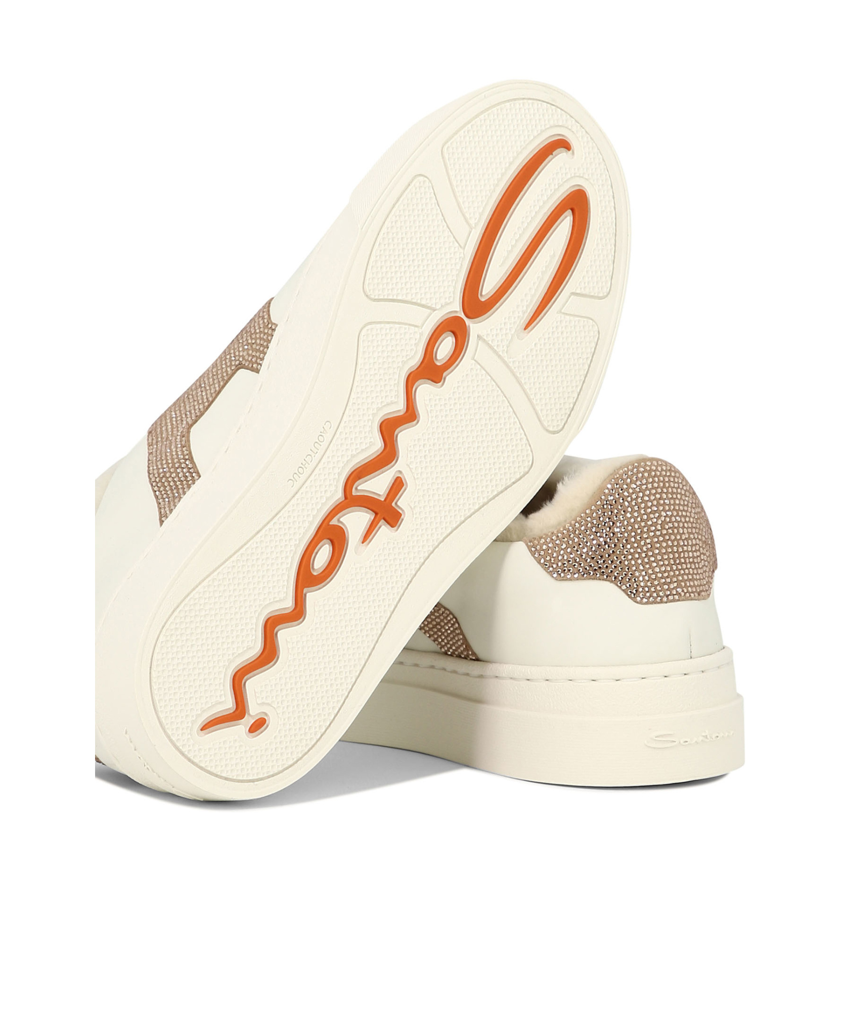 Santoni "double Buckle" Rhinestone-embellished Sneakers In White