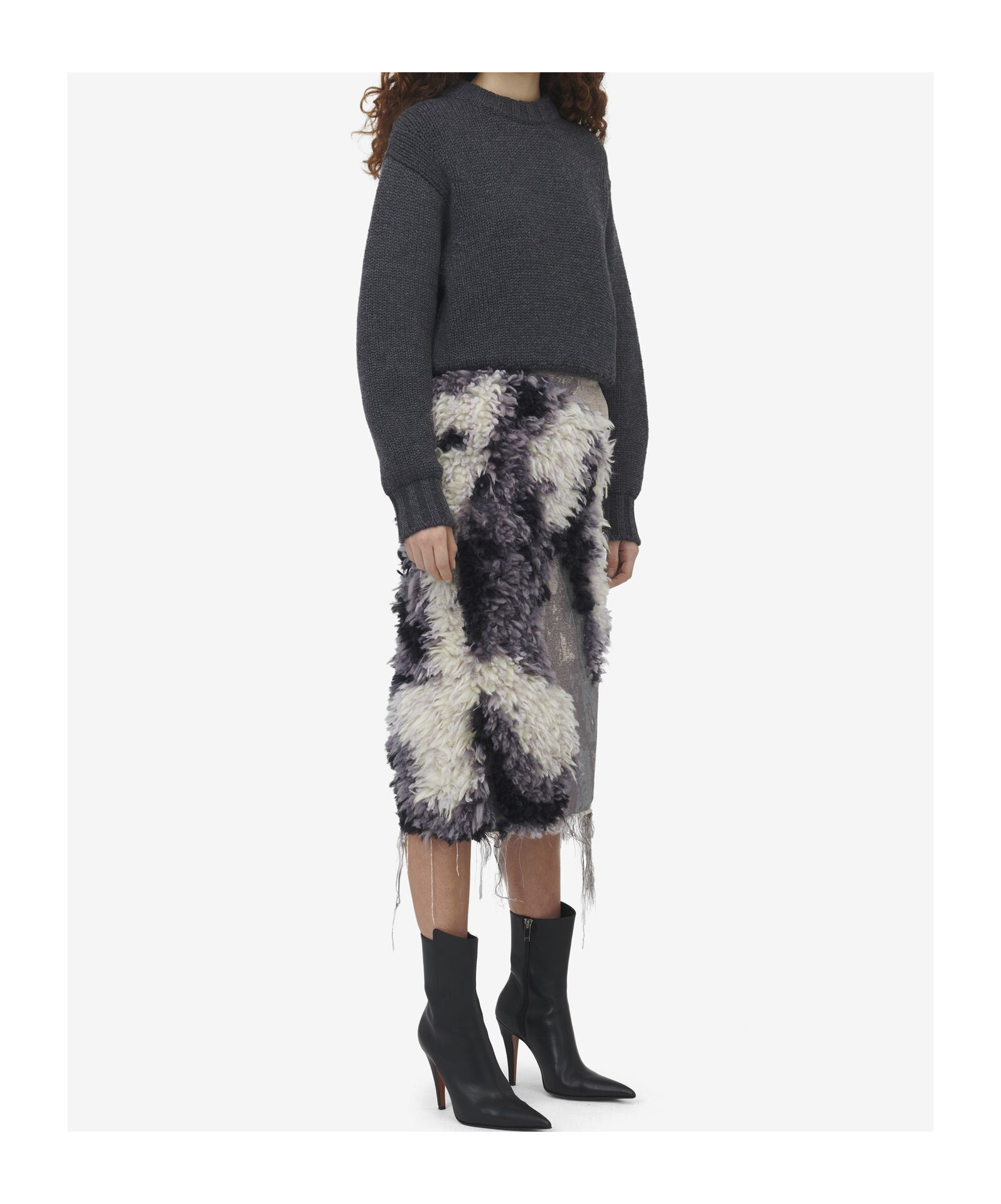 Alexander Mcqueen Melange Dark Grey Stretch Wool Blend Sweater In Black
