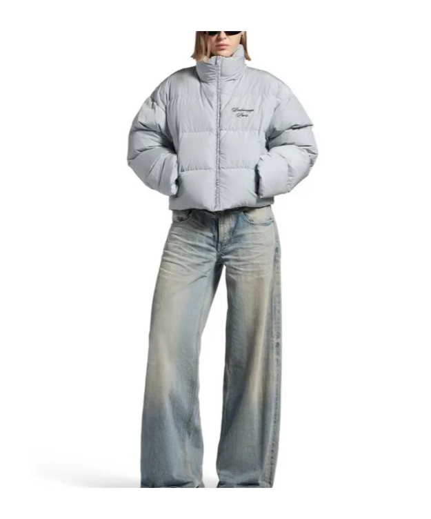 Balenciaga Long-sleeved Cotton Jacket In Gray