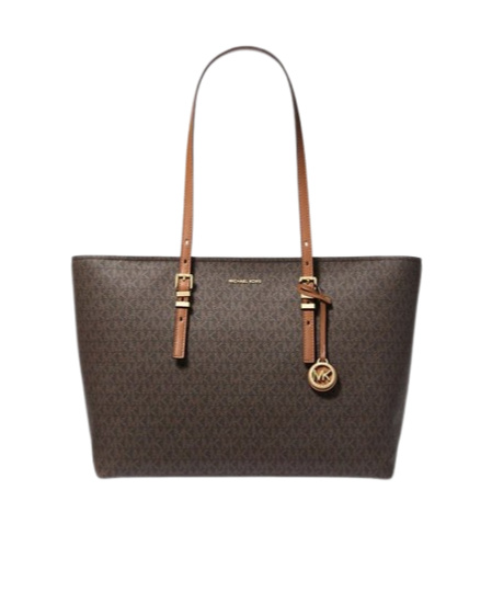 Michael Kors Quinn Large Signature Logo And Leather Tote Bag