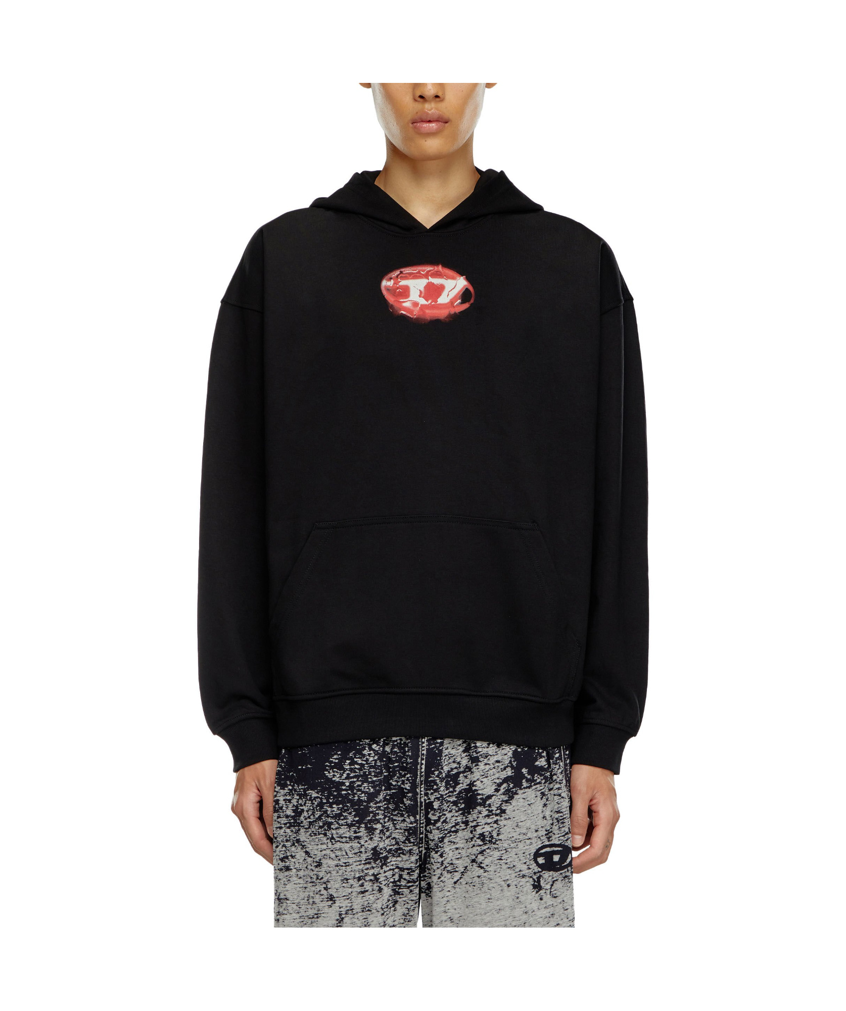 Diesel S-boxt-k3 Cotton Hoodie In Black