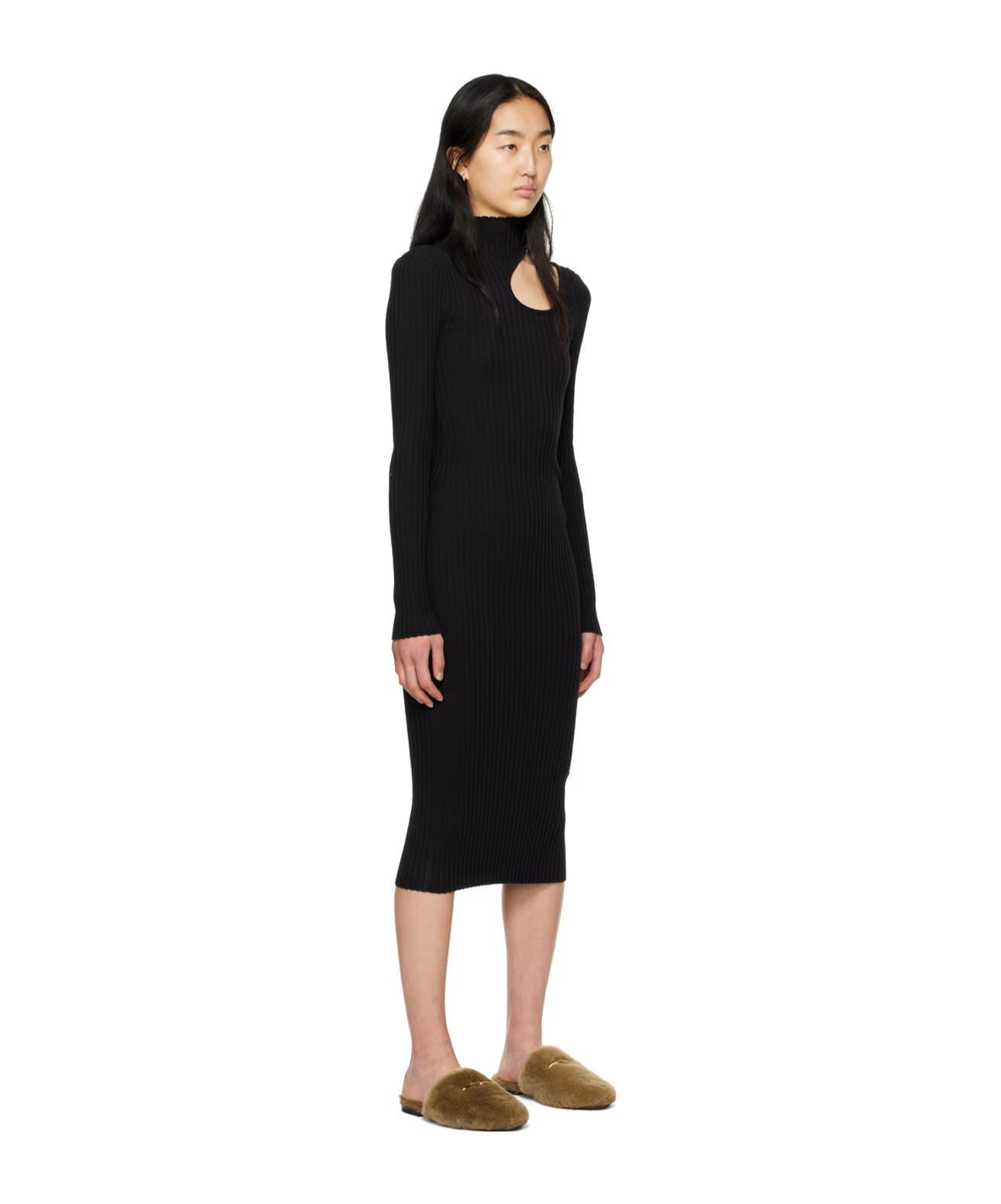 Shop Anine Bing Victoria Cut-out Detail Dress In Black