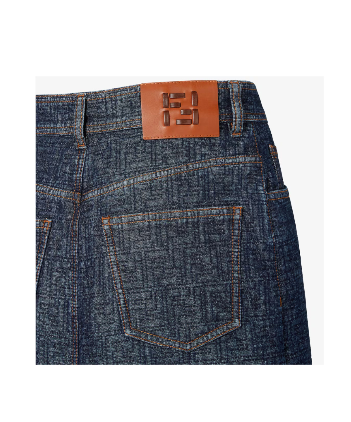 Fendi Ff Denim Skirt In Blue