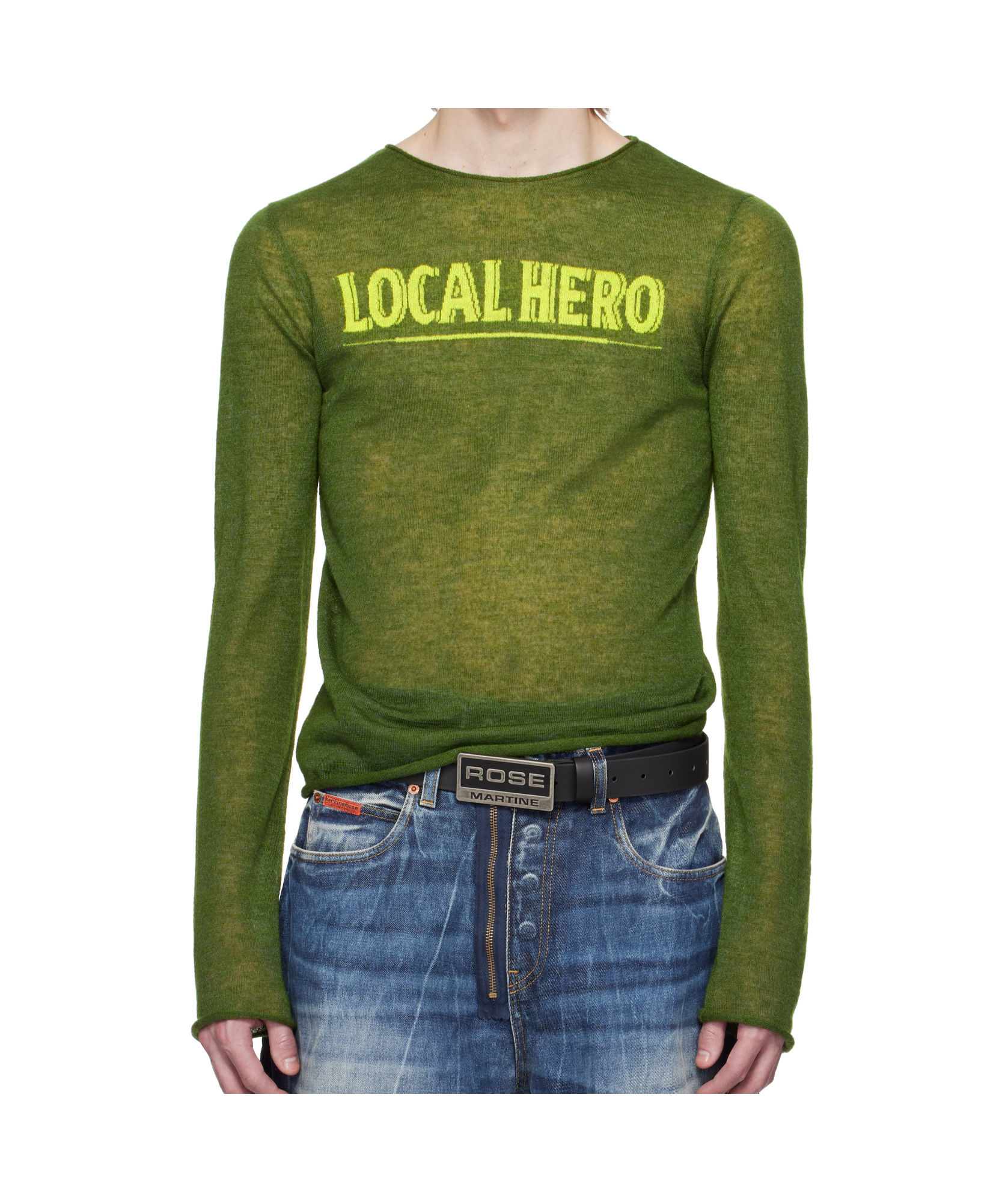 Martine Rose Green Fine Intarsia Sweater In Green