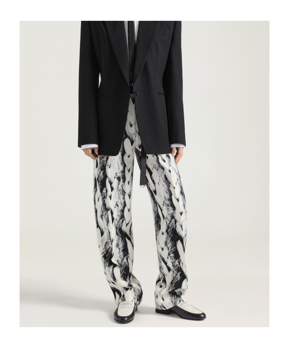 Givenchy Double Pleat Pants In Wool With Hair Print In White
