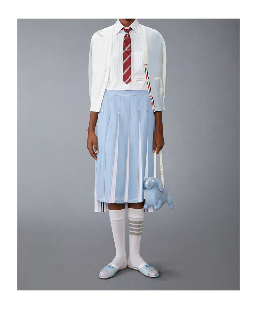 Thom Browne Feather-intarsia Cotton Cardigan In Gray