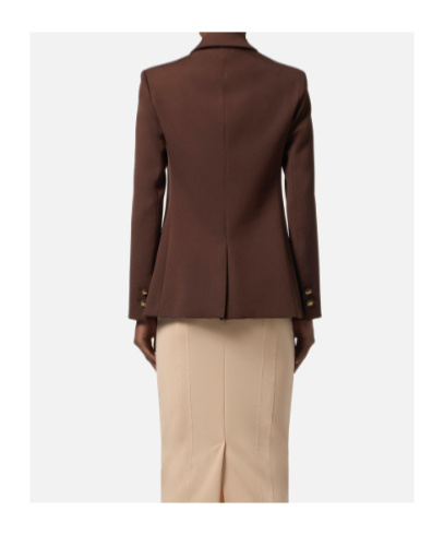 Elisabetta Franchi Single-button Gabardine Blazer In Brown