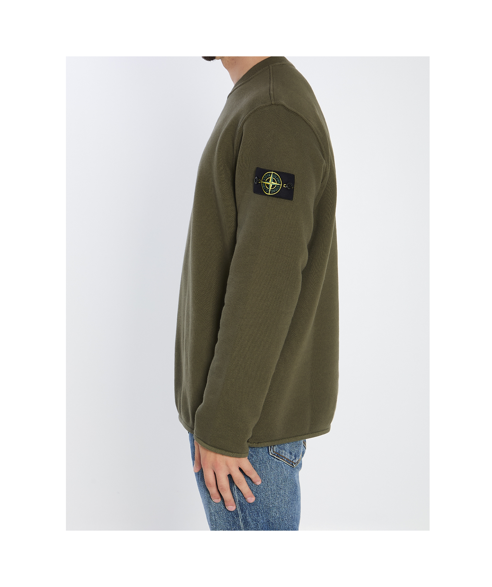 Stone Island Heavy Cotton Crewneck Sweatshirt In Green