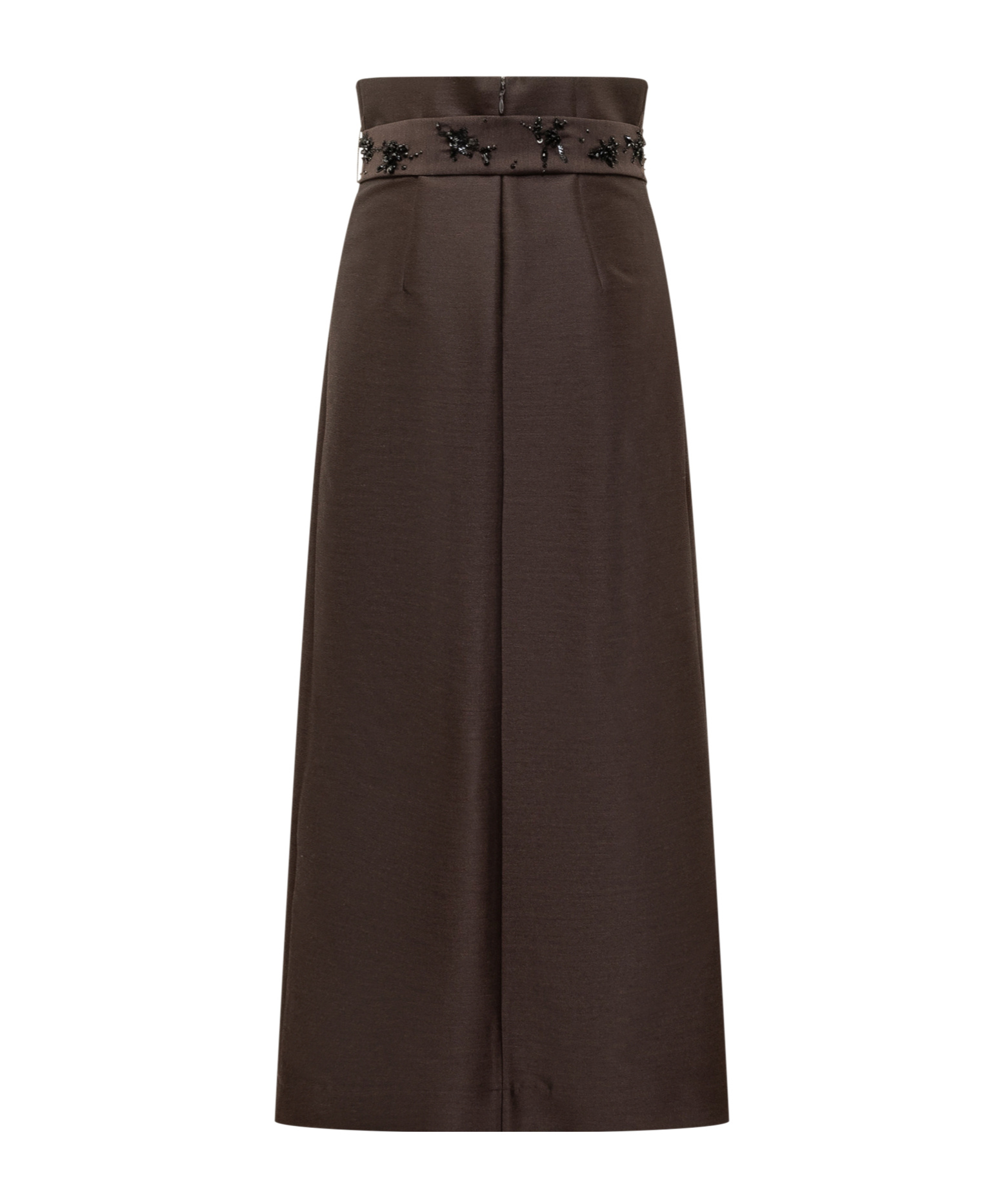 Alberta Ferretti Brown Long Skirt With Embroidered Belt In Black