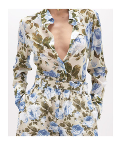 Shop Blugirl Rose-print Shirt In Multicolor