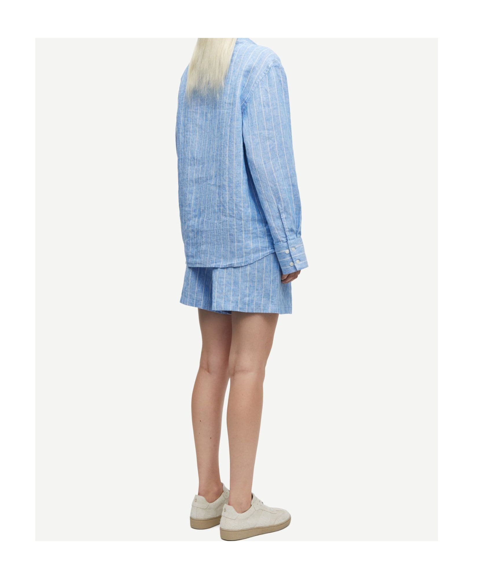 Samsoe & Samsoe Striped Linen Shirt In Blue