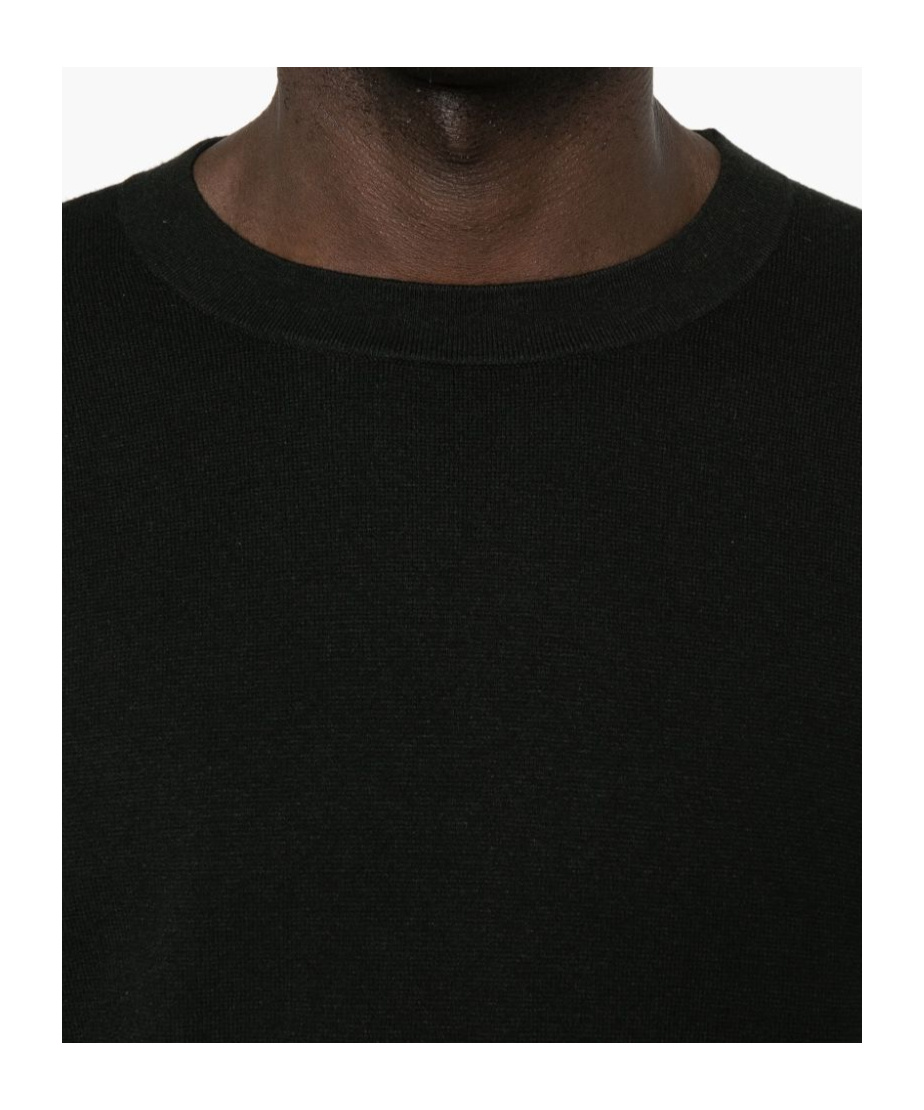 Calvin Klein Tonal Logo Smooth Cotton Crewneck Sweater In Black