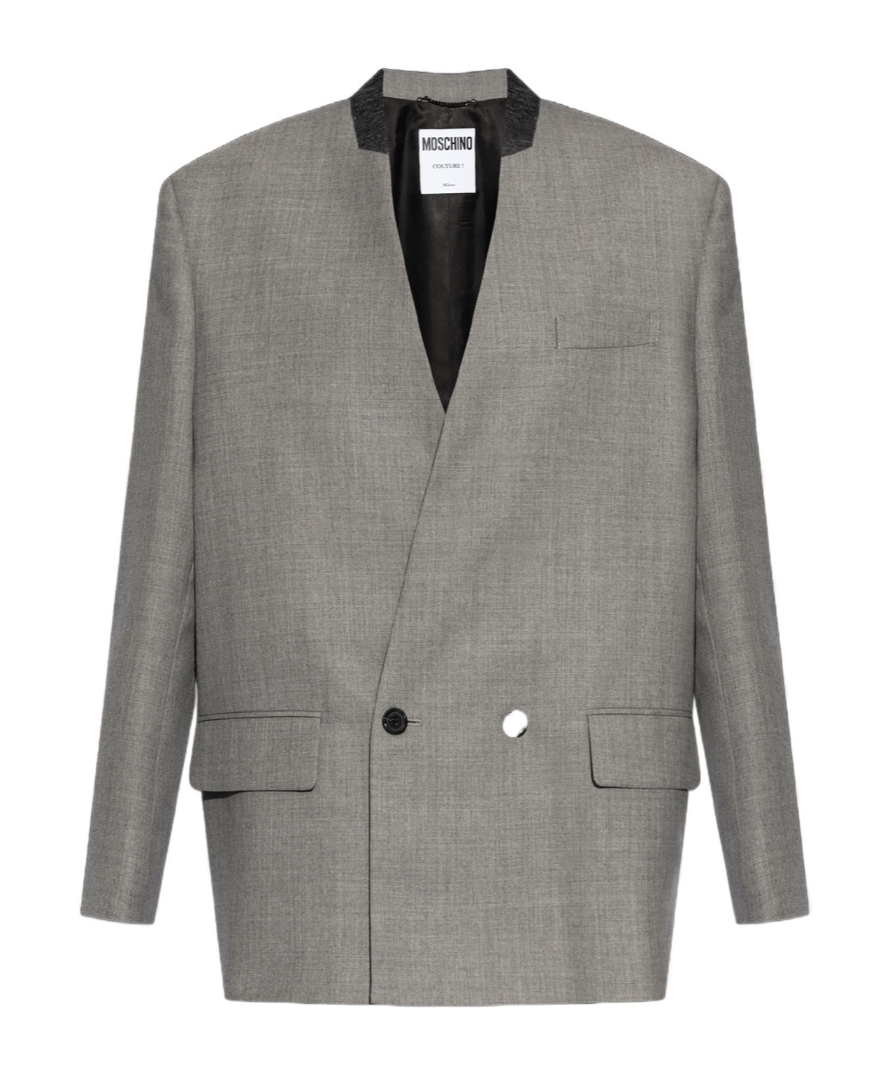 Moschino Double Breasted Loose-fit Blazer In Gray