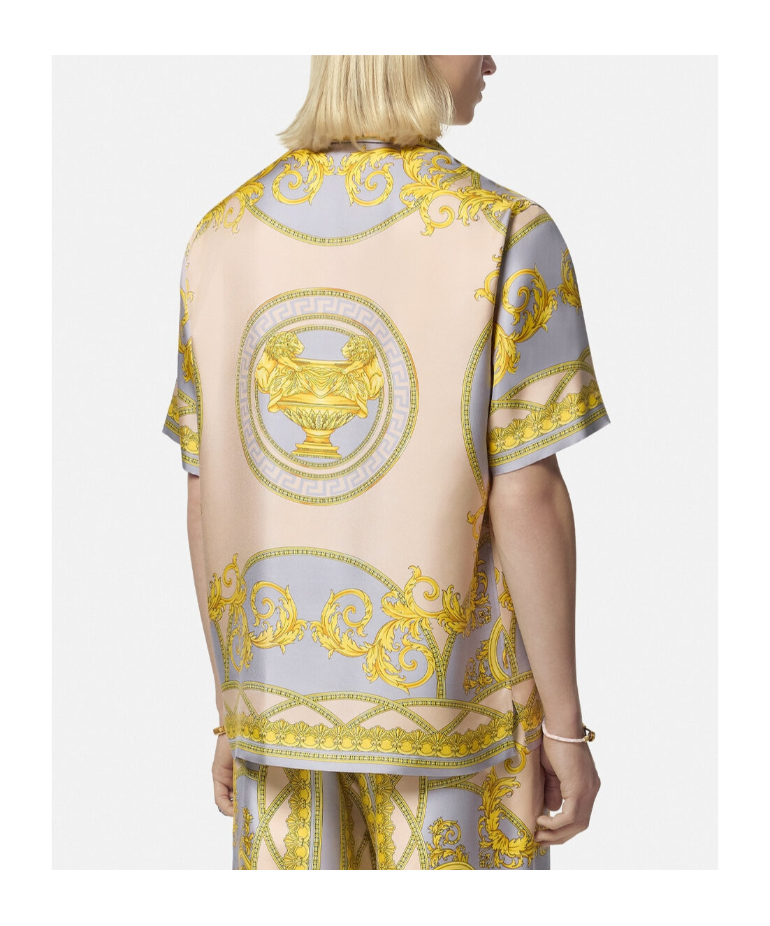 Versace Baroque Coupe Des Dieux Bowling Shirt In Gray