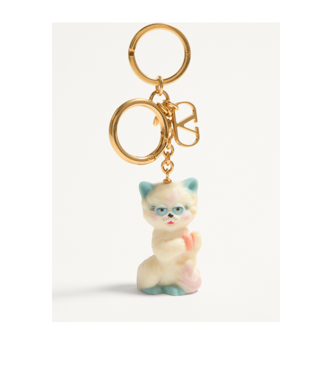Valentino Le Chat De La Maison Bag Charm With Key Ring In Nude