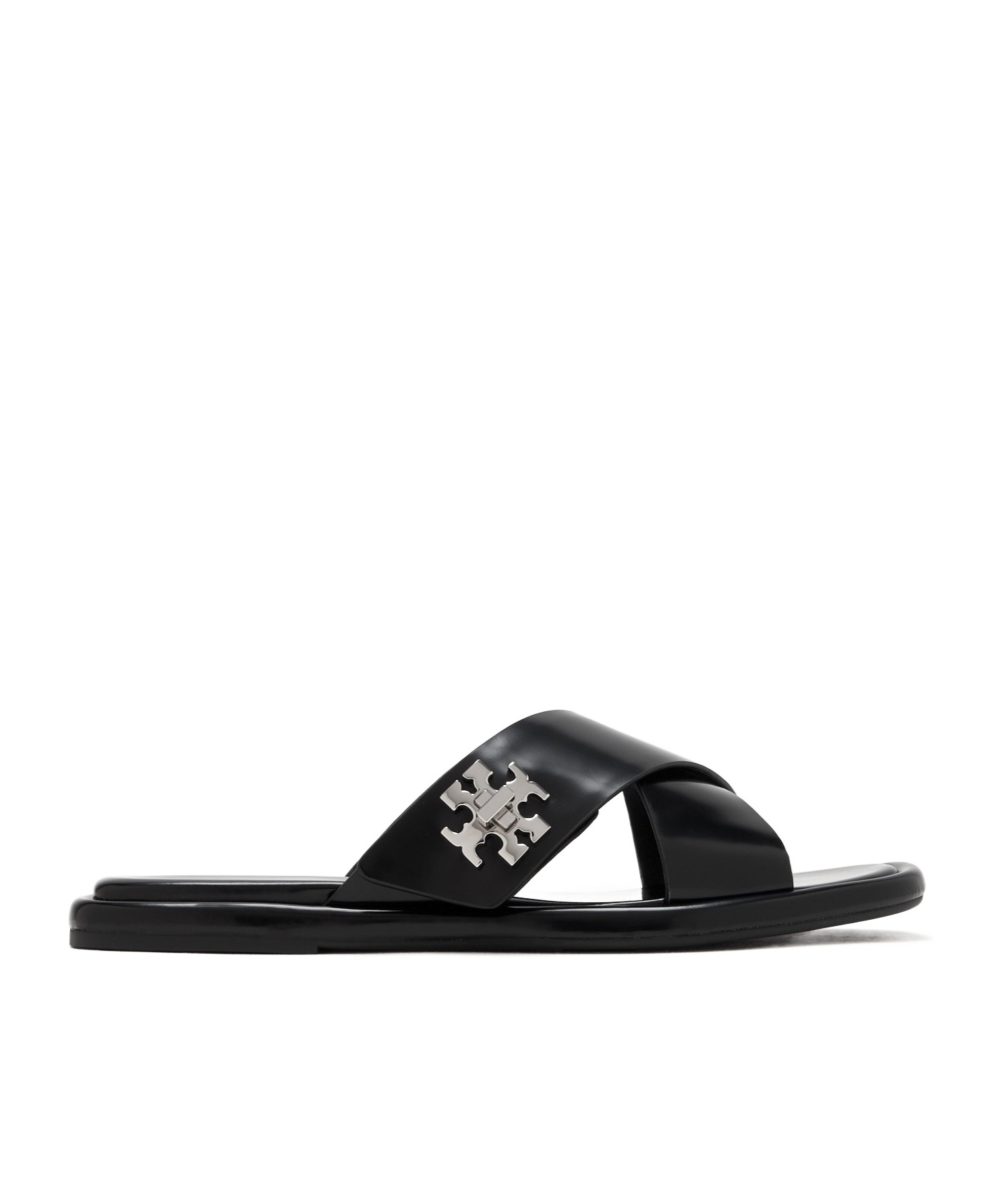 Tory Burch T Lock Cross Band Slide In Black
