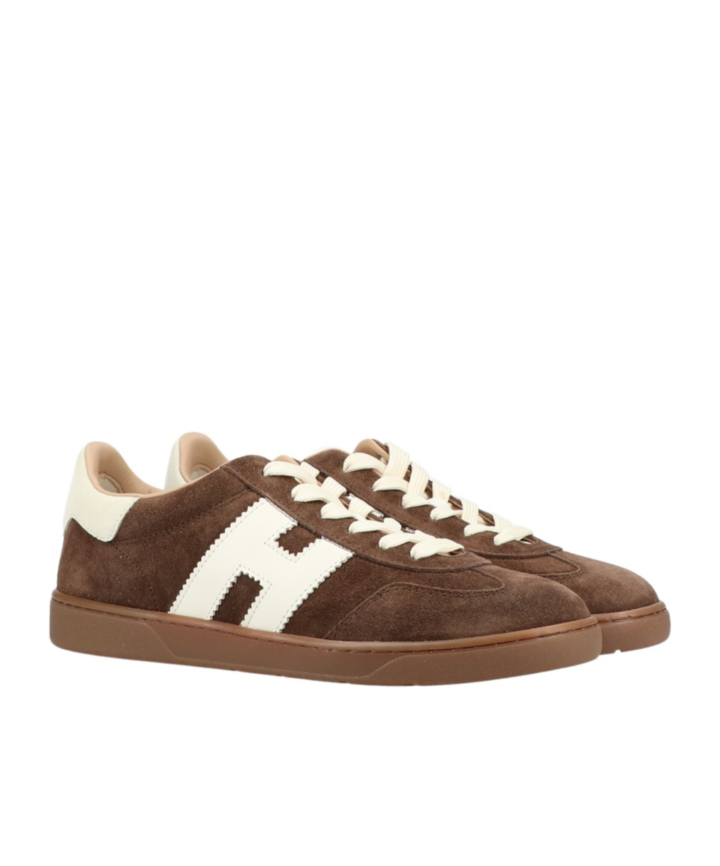 Hogan Low-top Suede Sneakers With Contrasting Stripe In Brown