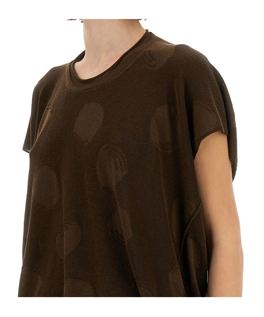 Uma Wang Polka Dot Detailed Crewneck Knitted Top In Brown