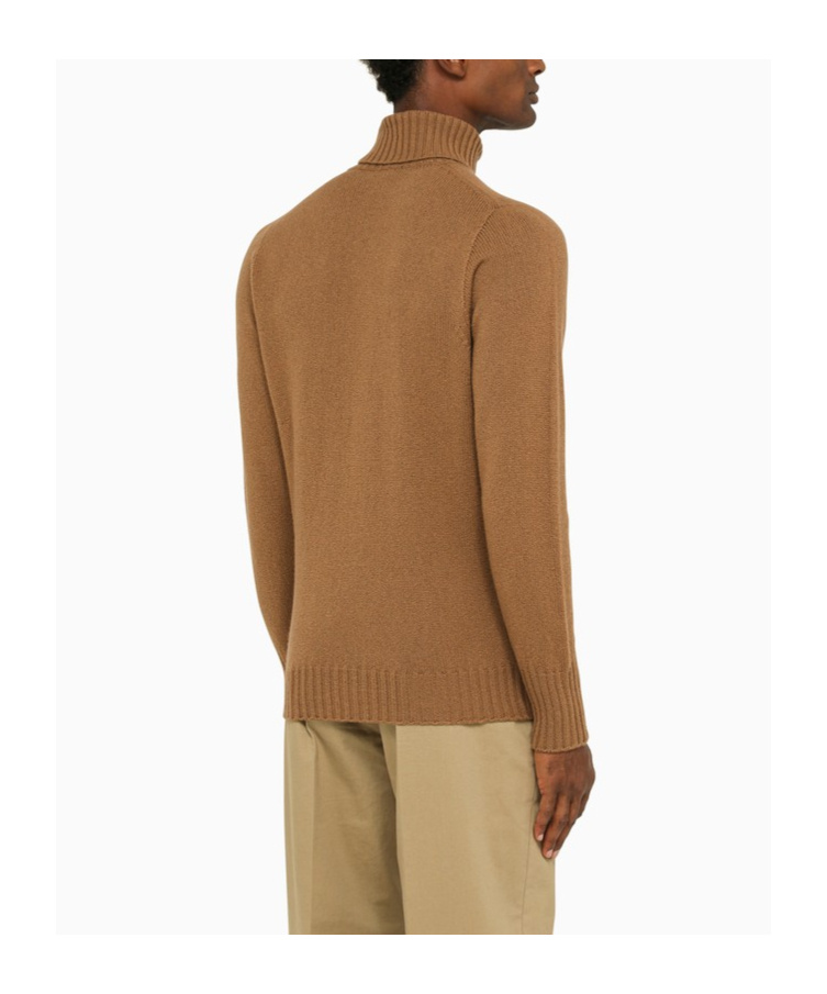Drumohr Camel-coloured Turtleneck Sweater In Wool In Brown