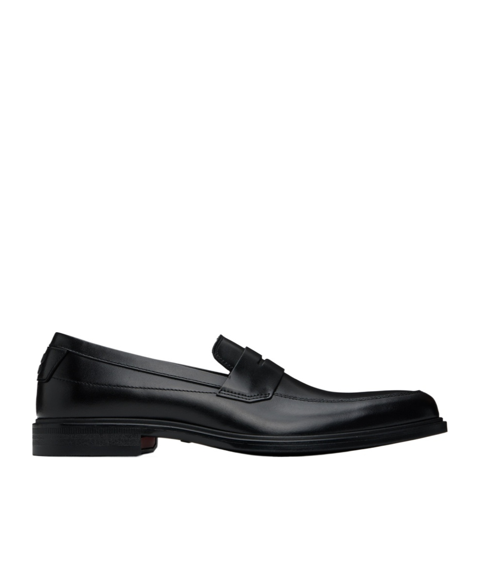 Hugo Boss Penny Logo Embossed Loafers In Black
