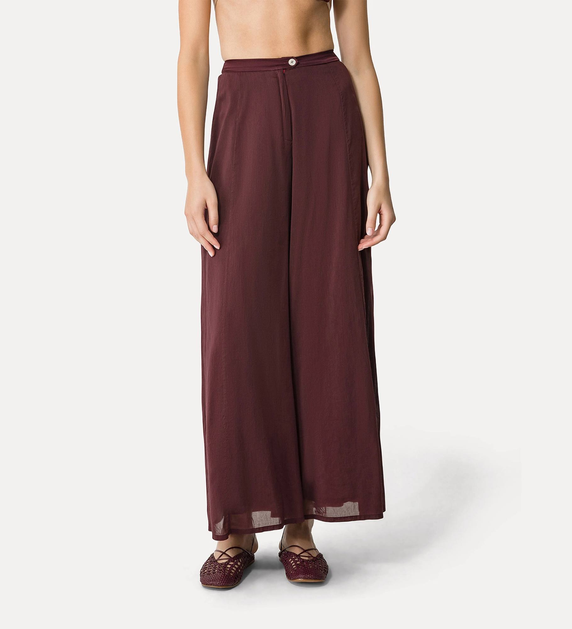 FORTE FORTE FLARED TROUSERS IN COTTONANDSILK VOILE