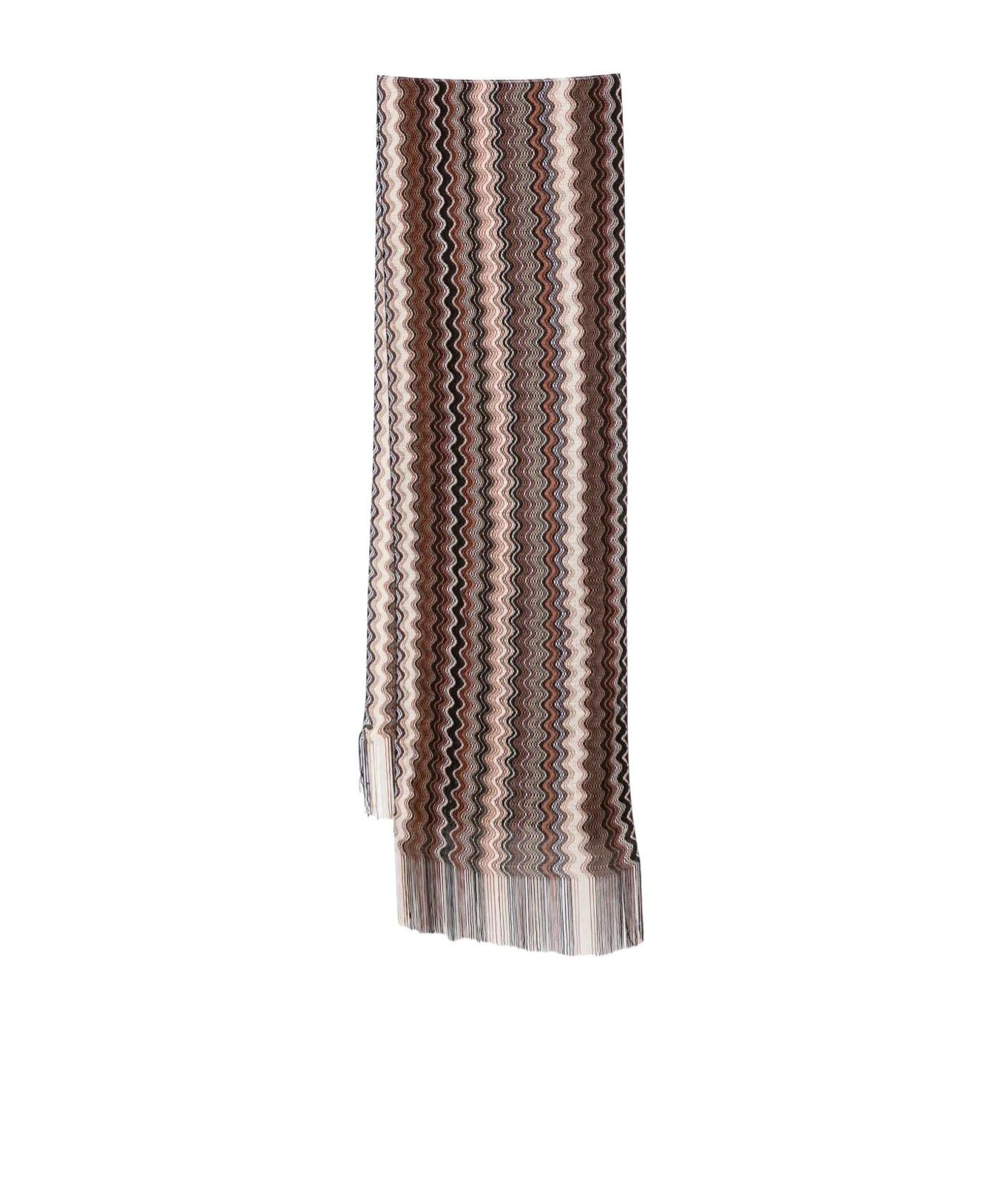 Missoni Fringed Viscose Scarf Zig-zag Texture In Multicolor