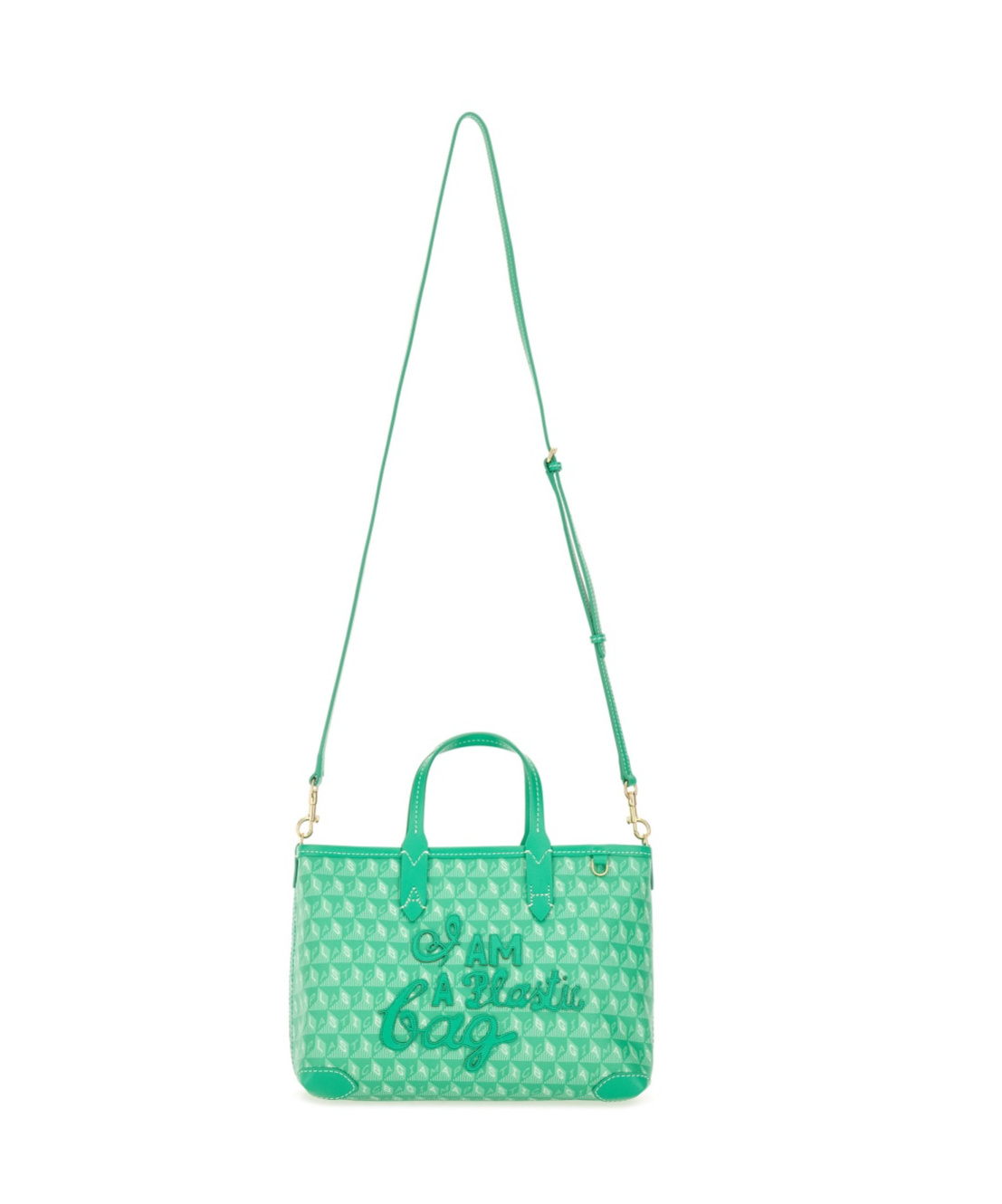 Anya Hindmarch Xs Tote Bag With I Am A Plastic Bag Pattern In Green