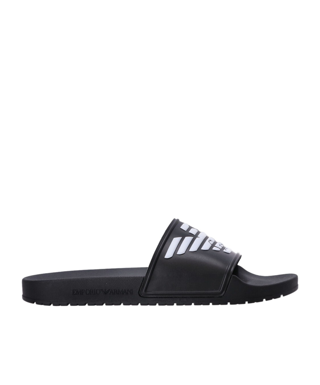 Emporio Armani Logo-embossed Ridged-sole Slides In Black