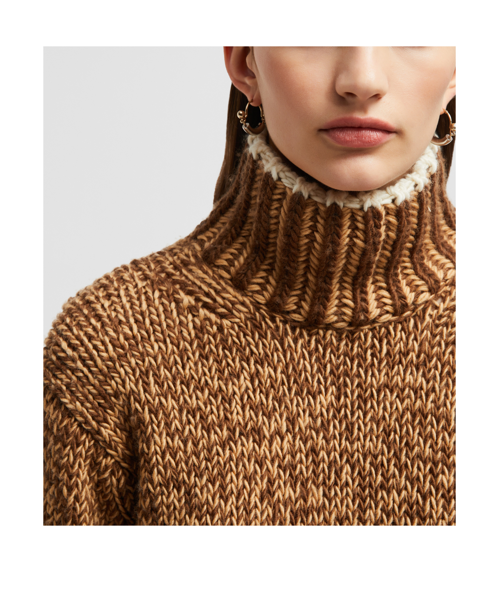 Moncler Patterned Wool Turtleneck Sweater In Brown