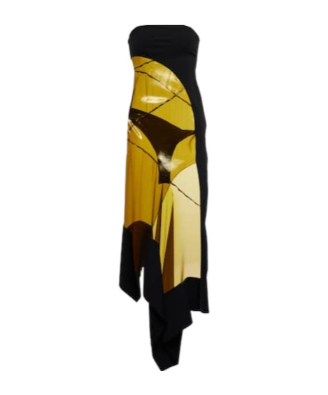 Mugler Sheer-paneled Asymmetric Midi Dress In Black